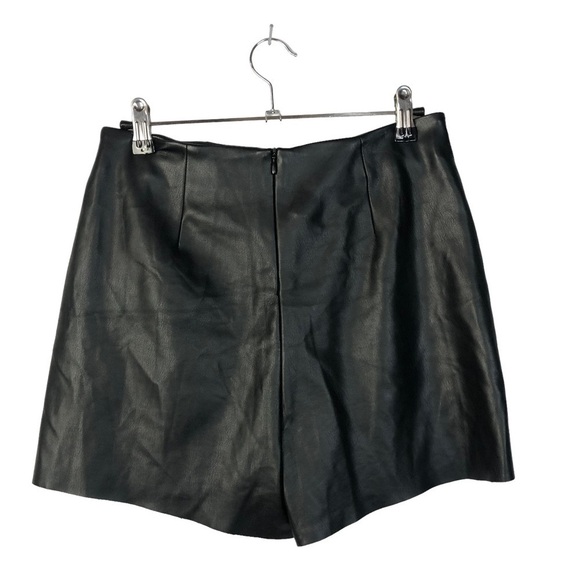 Zara Black Vegan Faux Leather Wrap Front Skort S - Picture 3 of 4
